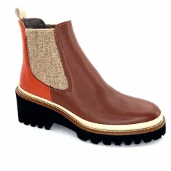 Bottines<XSA Bottines Légères 9176 Cuir Rouge Marron
