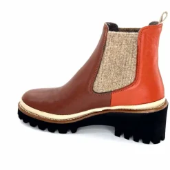 Bottines<XSA Bottines Légères 9176 Cuir Rouge Marron