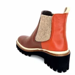 Bottines<XSA Bottines Légères 9176 Cuir Rouge Marron