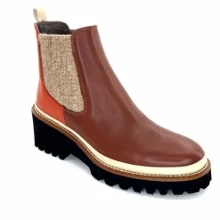 Bottines<XSA Bottines Légères 9176 Cuir Rouge Marron