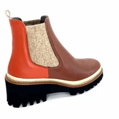 Bottines<XSA Bottines Légères 9176 Cuir Rouge Marron
