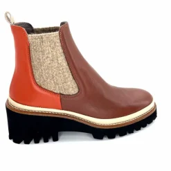 Bottines<XSA Bottines Légères 9176 Cuir Rouge Marron