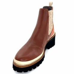 Bottines<XSA Bottines Légères 9176 Cuir Rouge Marron