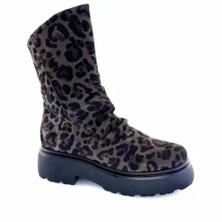 Animalier|Bottines<Mjus Bottines L44208 201 Daim Motif Léo Gris Marron