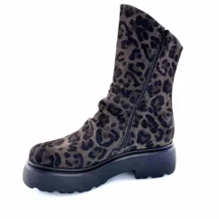 Animalier|Bottines<Mjus Bottines L44208 201 Daim Motif Léo Gris Marron