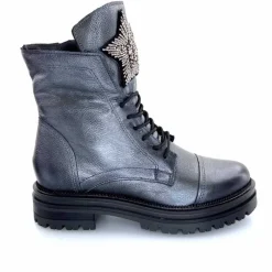Rock|Fantaisie<Mjus Bottines M77277 301 Cuir Gris Métallique Bijoux Argent GrisMétal