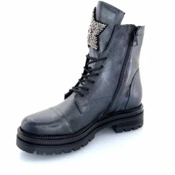 Rock|Fantaisie<Mjus Bottines M77277 301 Cuir Gris Métallique Bijoux Argent GrisMétal