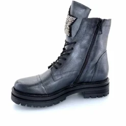 Rock|Fantaisie<Mjus Bottines M77277 301 Cuir Gris Métallique Bijoux Argent GrisMétal