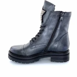 Rock|Fantaisie<Mjus Bottines M77277 301 Cuir Gris Métallique Bijoux Argent GrisMétal
