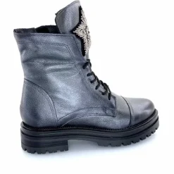 Rock|Fantaisie<Mjus Bottines M77277 301 Cuir Gris Métallique Bijoux Argent GrisMétal