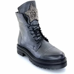 Rock|Fantaisie<Mjus Bottines M77277 301 Cuir Gris Métallique Bijoux Argent GrisMétal