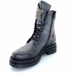 Rock|Fantaisie<Mjus Bottines M77277 301 Cuir Gris Métallique Bijoux Argent GrisMétal