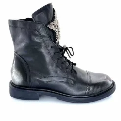 Rock|Fantaisie<Mjus Bottines T81209 201 Cuir Argent Noir