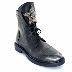 Rock|Fantaisie<Mjus Bottines T81209 201 Cuir Argent Noir