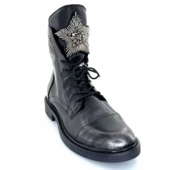 Rock|Fantaisie<Mjus Bottines T81209 201 Cuir Argent Noir