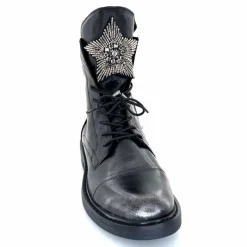 Rock|Fantaisie<Mjus Bottines T81209 201 Cuir Argent Noir