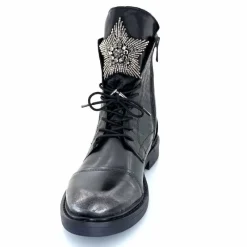 Rock|Fantaisie<Mjus Bottines T81209 201 Cuir Argent Noir
