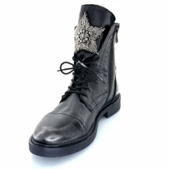 Rock|Fantaisie<Mjus Bottines T81209 201 Cuir Argent Noir