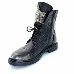 Rock|Fantaisie<Mjus Bottines T81209 201 Cuir Argent Noir