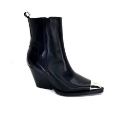 Rock|Santiags<take a walk Bottines Santiags Ivoire L39620 Cuir Noir
