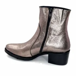 Rock|Basic<follia dolce Bottines Santiags Ivoire Tea Cuir Métal GrisMétal