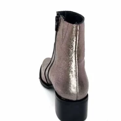 Rock|Basic<follia dolce Bottines Santiags Ivoire Tea Cuir Métal GrisMétal