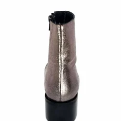 Rock|Basic<follia dolce Bottines Santiags Ivoire Tea Cuir Métal GrisMétal