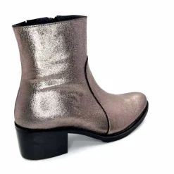 Rock|Basic<follia dolce Bottines Santiags Ivoire Tea Cuir Métal GrisMétal