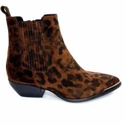 Animalier|Santiags<Ivoire0341a Bottines Santiags Ivoire Ar230p Daim Léo Léopard