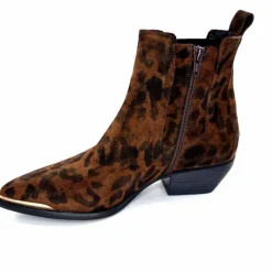 Animalier|Santiags<Ivoire0341a Bottines Santiags Ivoire Ar230p Daim Léo Léopard