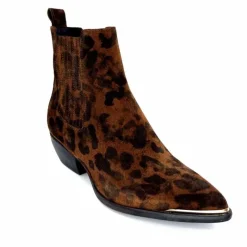 Animalier|Santiags<Ivoire0341a Bottines Santiags Ivoire Ar230p Daim Léo Léopard