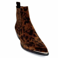 Animalier|Santiags<Ivoire0341a Bottines Santiags Ivoire Ar230p Daim Léo Léopard