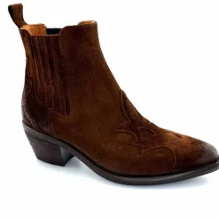 Rock|Santiags<Ivoire0156 Bottines Santiags Ivoire 9500 Lily Daim Marron