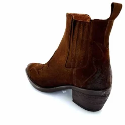 Rock|Santiags<Ivoire0156 Bottines Santiags Ivoire 9500 Lily Daim Marron