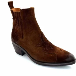 Rock|Santiags<Ivoire0156 Bottines Santiags Ivoire 9500 Lily Daim Marron