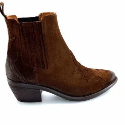 Rock|Santiags<Ivoire0156 Bottines Santiags Ivoire 9500 Lily Daim Marron
