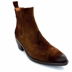 Rock|Santiags<Ivoire0156 Bottines Santiags Ivoire 9500 Lily Daim Marron