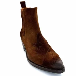 Rock|Santiags<Ivoire0156 Bottines Santiags Ivoire 9500 Lily Daim Marron