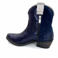 Rock|Santiags<Minka Bottines Santiags Heidie Cuir Métal &amp; Daim Marine