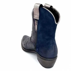 Rock|Santiags<Minka Bottines Santiags Heidie Cuir Métal &amp; Daim Marine