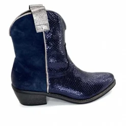 Rock|Santiags<Minka Bottines Santiags Heidie Cuir Métal &amp; Daim Marine