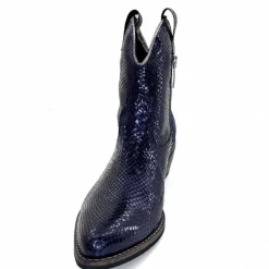 Rock|Santiags<Minka Bottines Santiags Heidie Cuir Métal &amp; Daim Marine