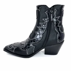 Rock|Fantaisie<noa harmon Bottines Santiags 9098 Cuir Noir