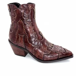 Rock|Fantaisie<noa harmon Bottines Santiags 9098 Cuir Marron
