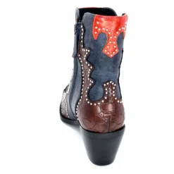 Rock|Fantaisie<noa harmon Bottines Santiags 9098 Cuir , Marron &amp; Orange Bleu