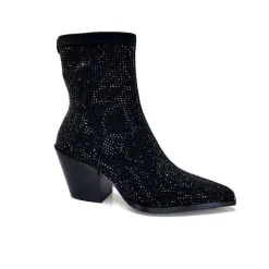 Soirée|Bijoux<Pedro Miralles Bottines Santiags 25534 Daim Et Strass Noir