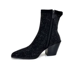 Soirée|Bijoux<Pedro Miralles Bottines Santiags 25534 Daim Et Strass Noir