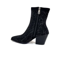 Soirée|Bijoux<Pedro Miralles Bottines Santiags 25534 Daim Et Strass Noir