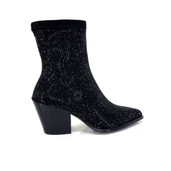 Soirée|Bijoux<Pedro Miralles Bottines Santiags 25534 Daim Et Strass Noir
