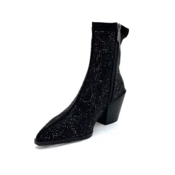 Soirée|Bijoux<Pedro Miralles Bottines Santiags 25534 Daim Et Strass Noir